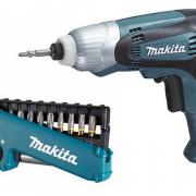 Шуруповерт MAKITA TD 0100 в кор. + Акция (набор насадок) (230 Вт, патрон внутр. шестигр. 1/4&quot;, 100 Нм,)