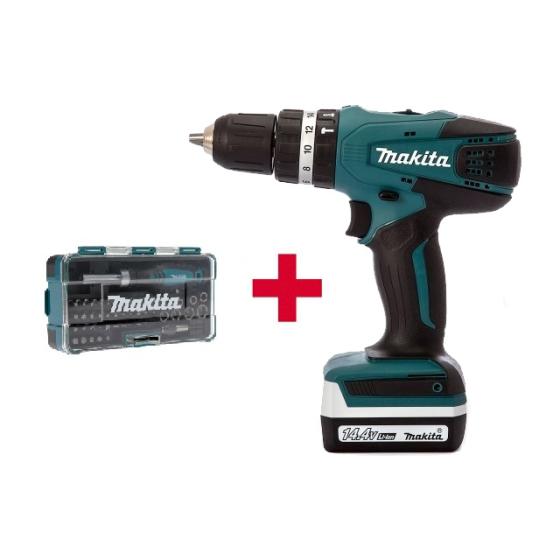 Аккум. ударная дрель-шуруповерт MAKITA HP 347 DWE в чем. + Набор бит 47 шт. (B-36170)