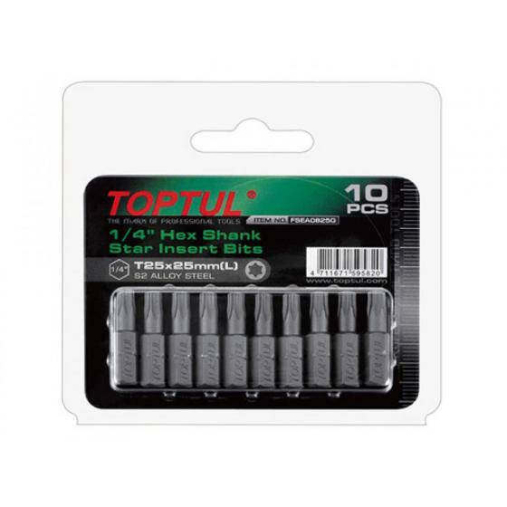 Насадка TORX T6*25 1/4" 10шт блистер TOPTUL (FSEA0806G)