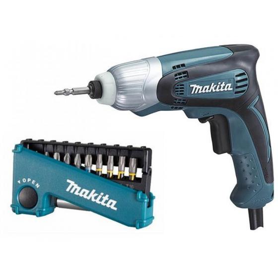 Шуруповерт MAKITA TD 0100 в кор. + Акция (набор насадок) (230 Вт, патрон внутр. шестигр. 1/4", 100 Нм,)