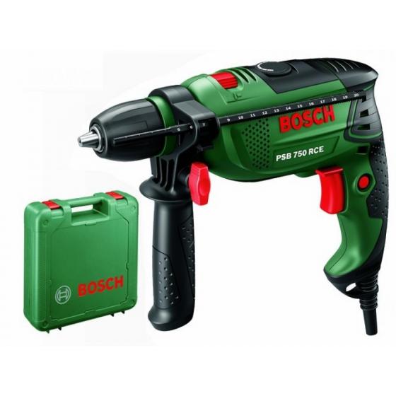 Дрель ударная BOSCH PSB 750 RCE в чем. (750 Вт, патрон БЗП, 1 скор.)