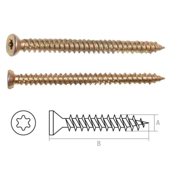 Шуруп по бетону 7.5х52 мм желтый цинк, T30 (2000 шт в коробе) STARFIX